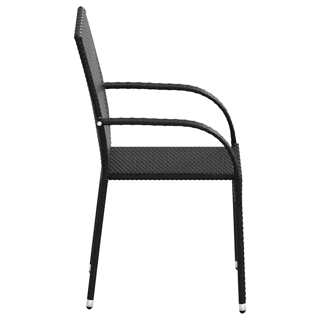 Stacking Dining Chairs for Garden Patio Black 2 Piece