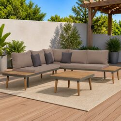 4-Piece Outdoor Furniture Set: Acacia Wood & Steel Frame