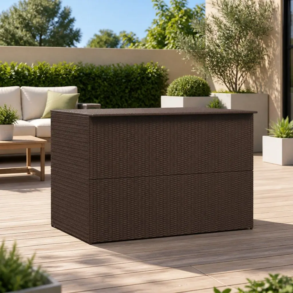 Outdoor Storage Box Garden Use Brown 150 x 100 x 100 cm