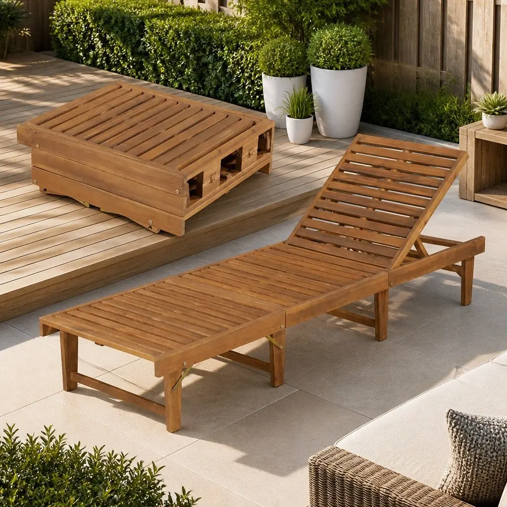 Wooden Folding Sun Lounger