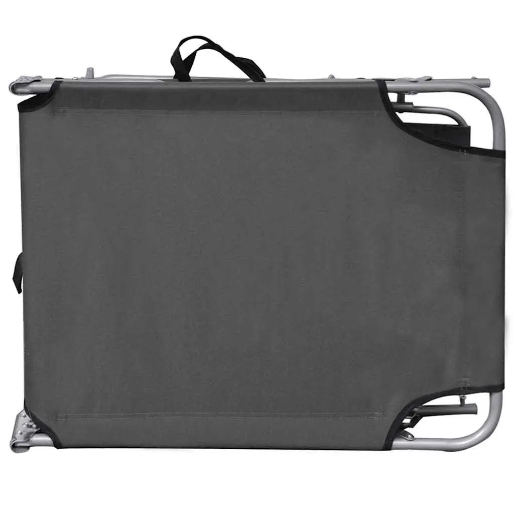 Folding Sun Lounger for Garden Beach Outdoor with Adjustable Canopy Steel Frame
