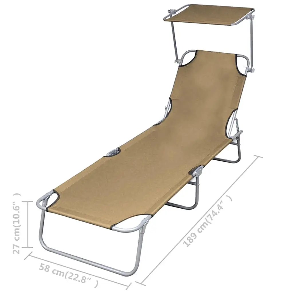 Sun Lounger Folding Chair with Canopy