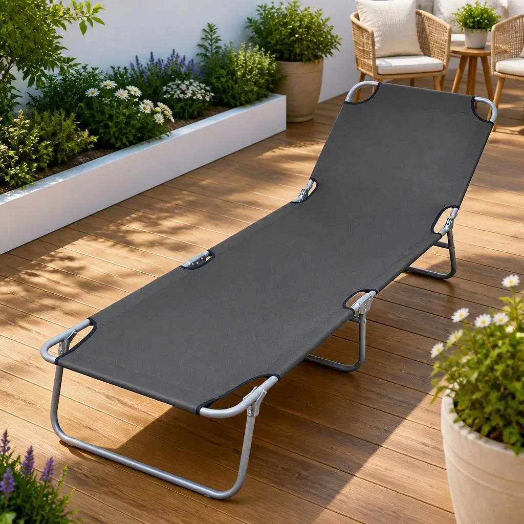 Foldable Sun Lounger with Adjustable Backrest