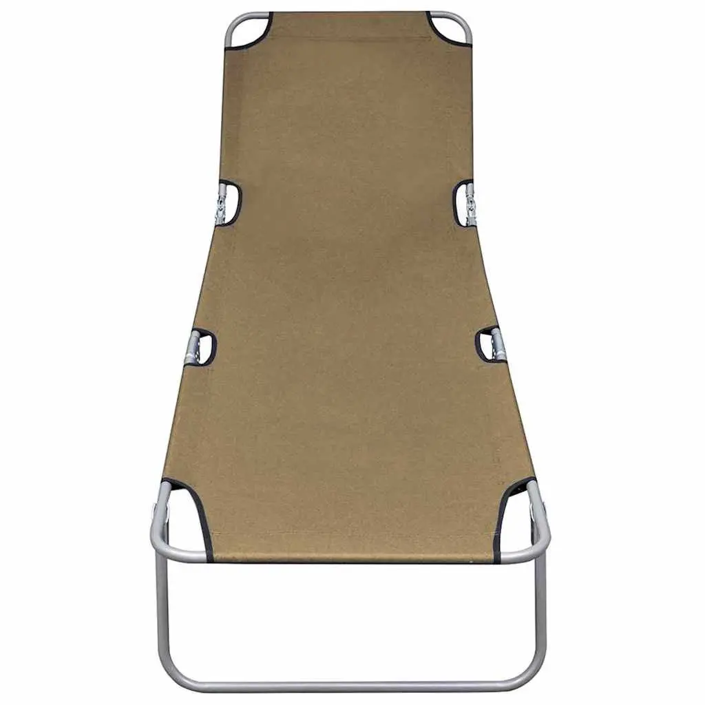 Foldable Sun Lounger Garden Beach Adjustable Backrest Taupe