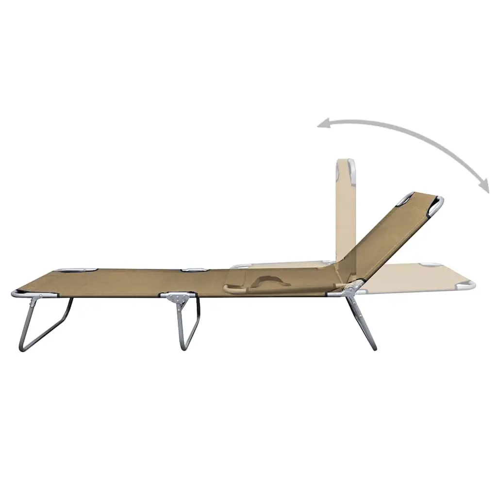 Foldable Sun Lounger Garden Beach Adjustable Backrest Taupe