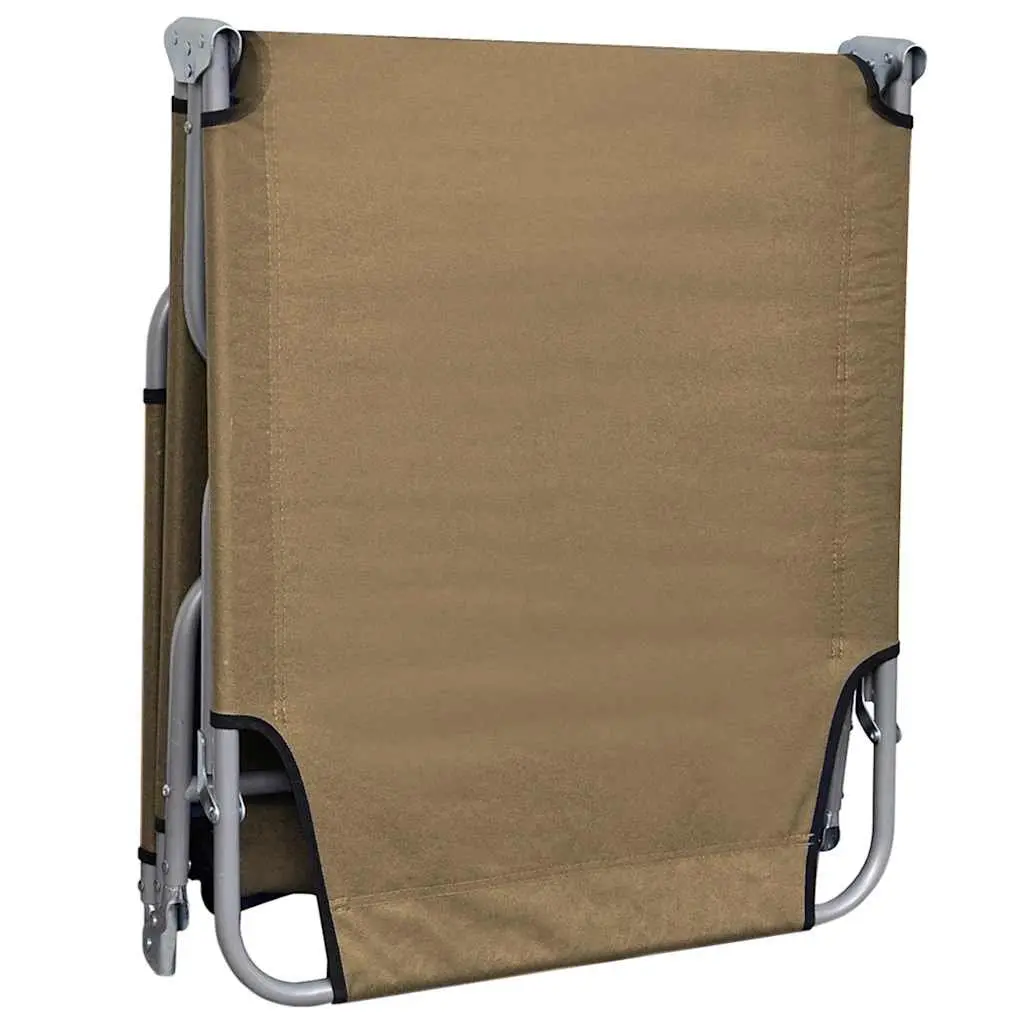Foldable Sun Lounger Garden Beach Adjustable Backrest Taupe