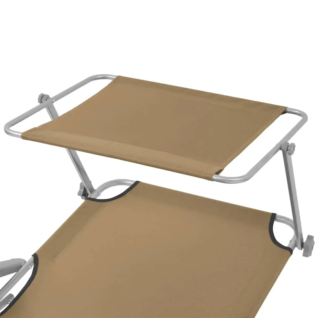 Folding Sun Lounger with Adjustable Canopy Outdoor Sunbed Garden Beach Recliner