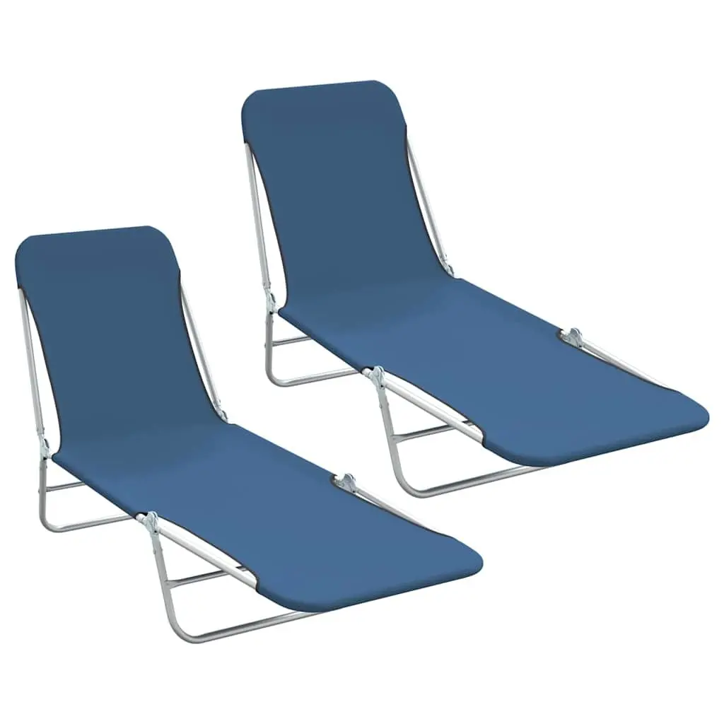 Foldable Sun Loungers for Garden Beach Outdoor 2 pcs Adjustable Backrest