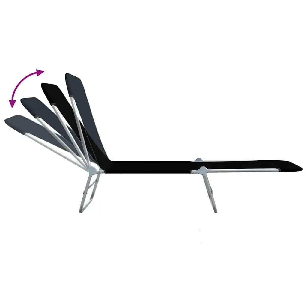 Sun Loungers Folding 2 Pcs Adjustable Backrest Garden Beach Outdoor Seating