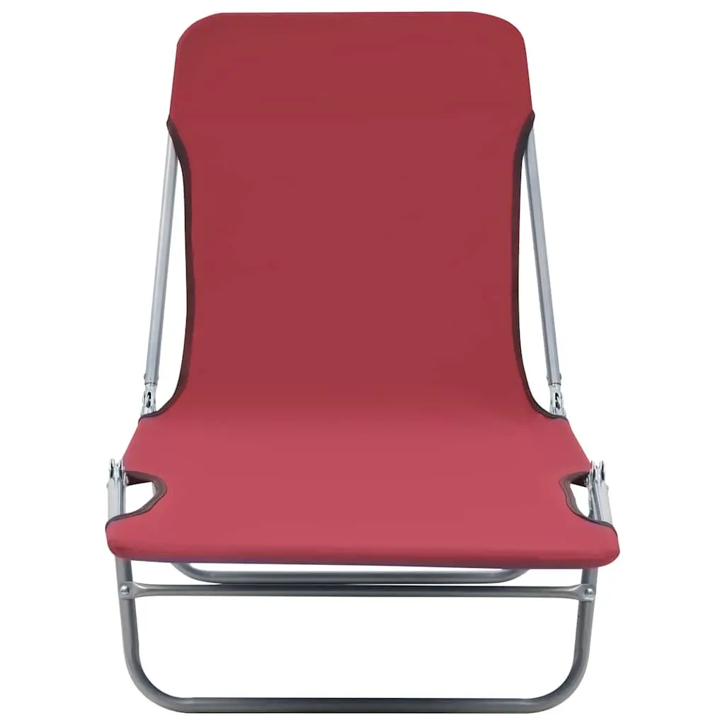 2 Red Foldable Sun Loungers