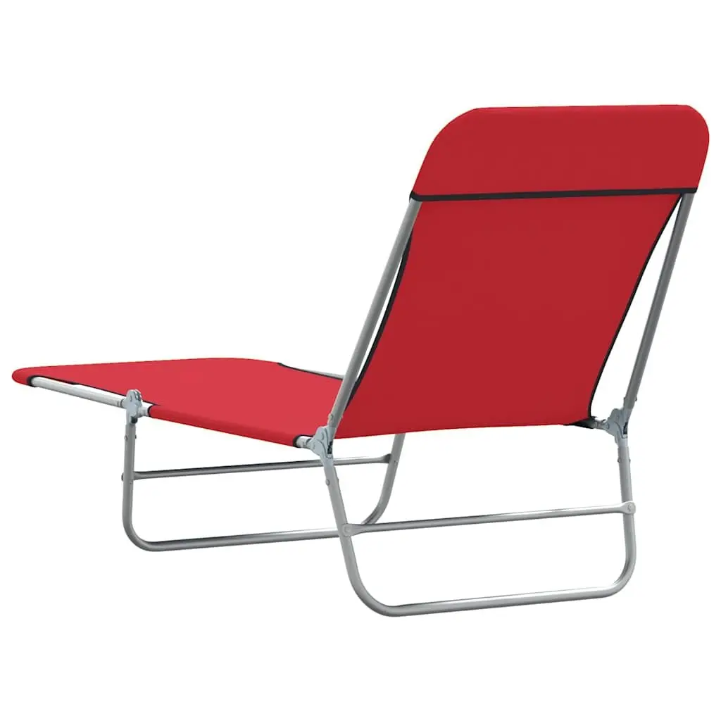 2 Red Foldable Sun Loungers