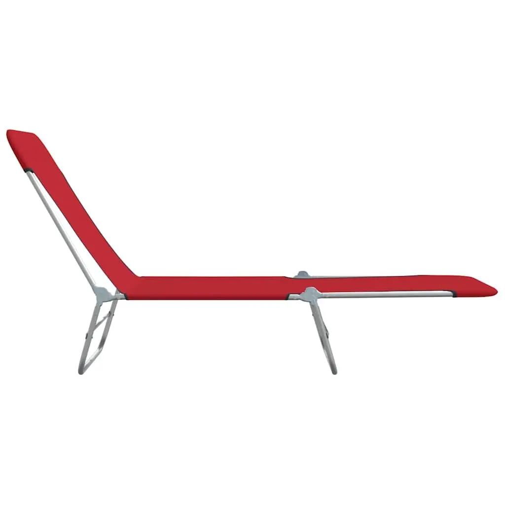 2 Red Foldable Sun Loungers