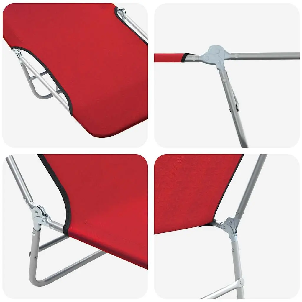 2 Red Foldable Sun Loungers