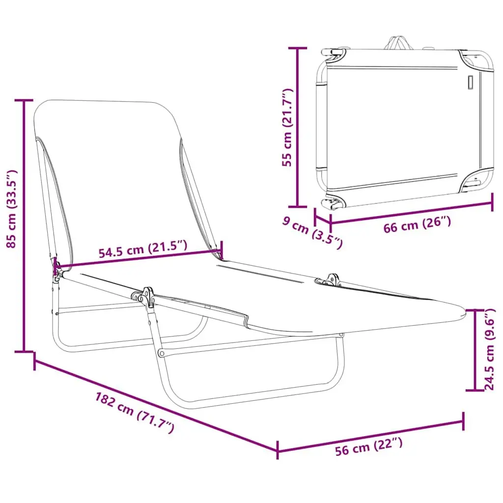 2 Red Foldable Sun Loungers