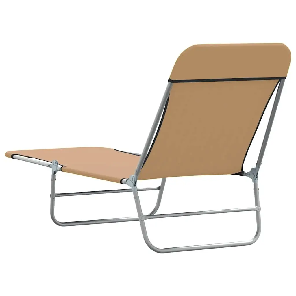 Folding Sun Loungers Set 2 Pieces Steel Frame Garden Beach Chair Adjustable