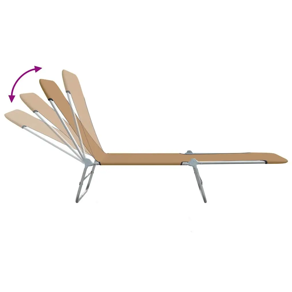 Folding Sun Loungers Set 2 Pieces Steel Frame Garden Beach Chair Adjustable
