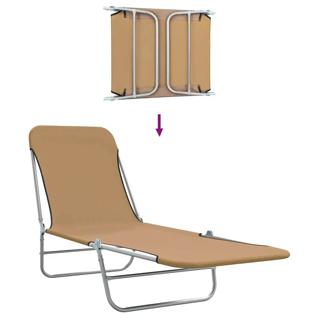 Folding Sun Loungers Set 2 Pieces Steel Frame Garden Beach Chair Adjustable