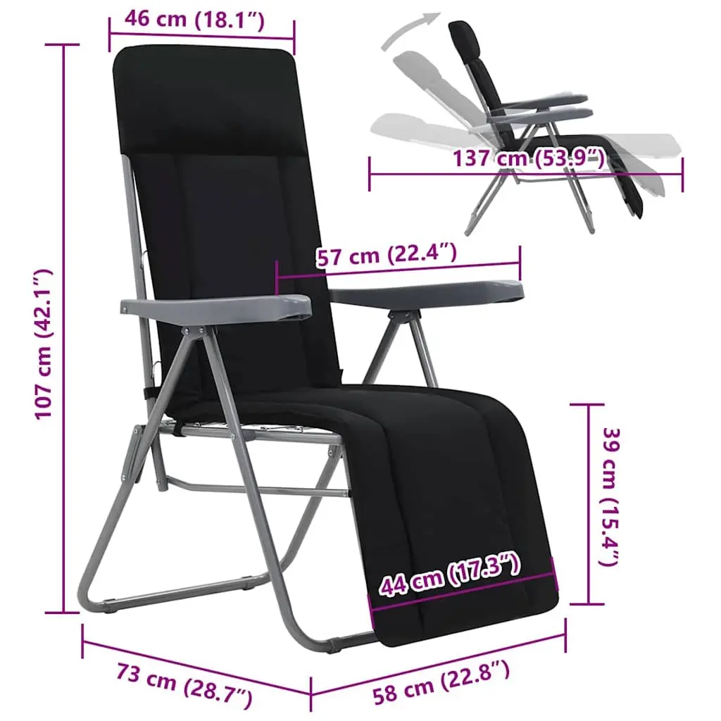 Folding Garden Chairs for Outdoor Use 2 pcs Black