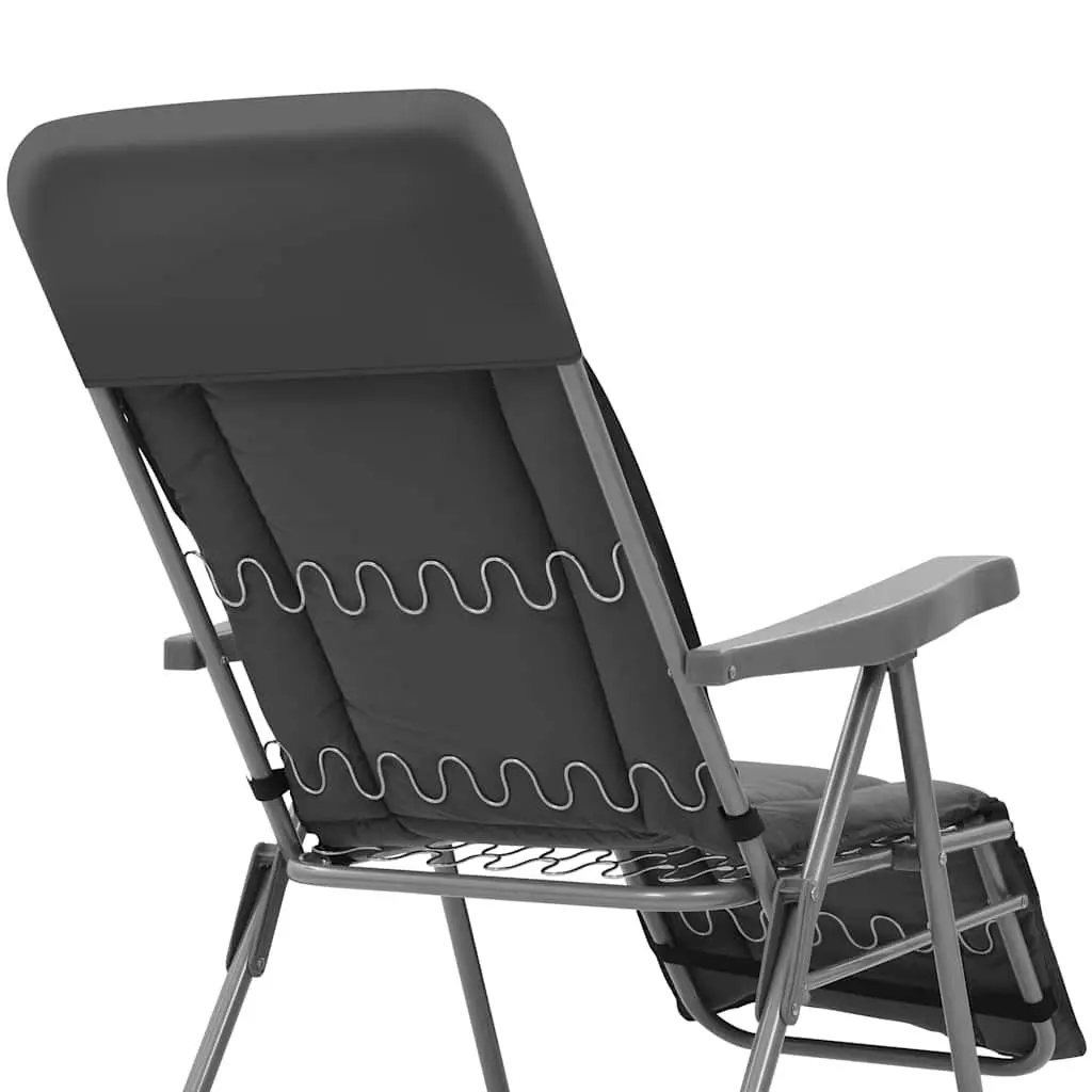 Folding Garden Chairs for Outdoor Use 2 Piece Grey Reclining Camping Seat