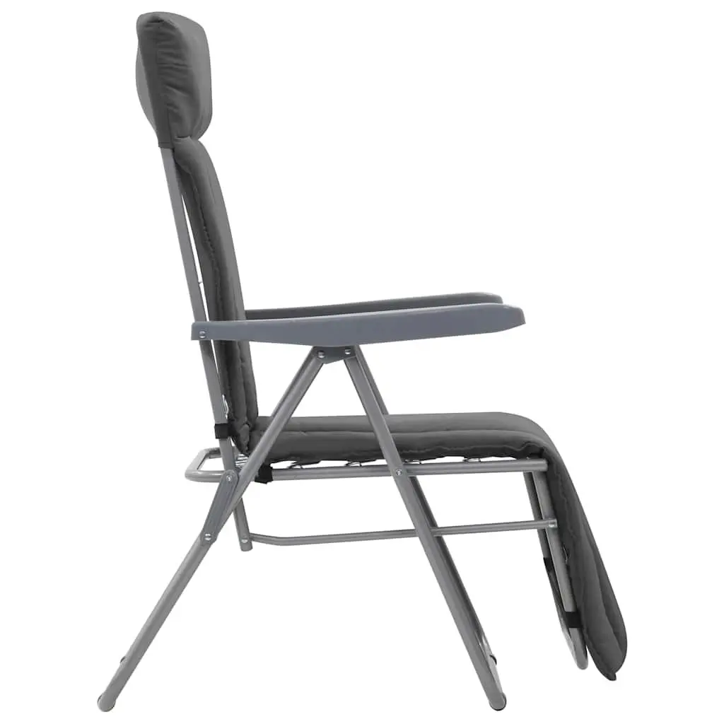 Folding Garden Chairs for Outdoor Use 2 Piece Grey Reclining Camping Seat