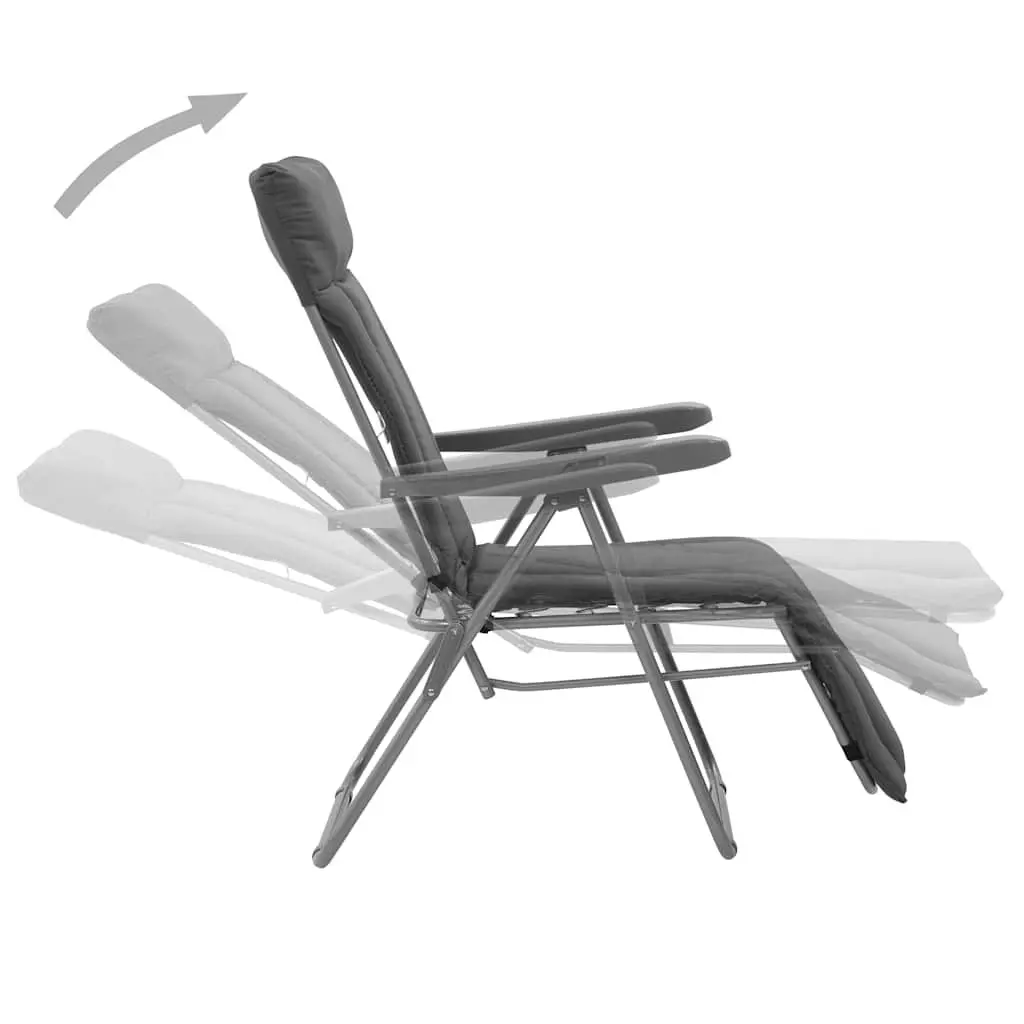 Folding Garden Chairs for Outdoor Use 2 Piece Grey Reclining Camping Seat