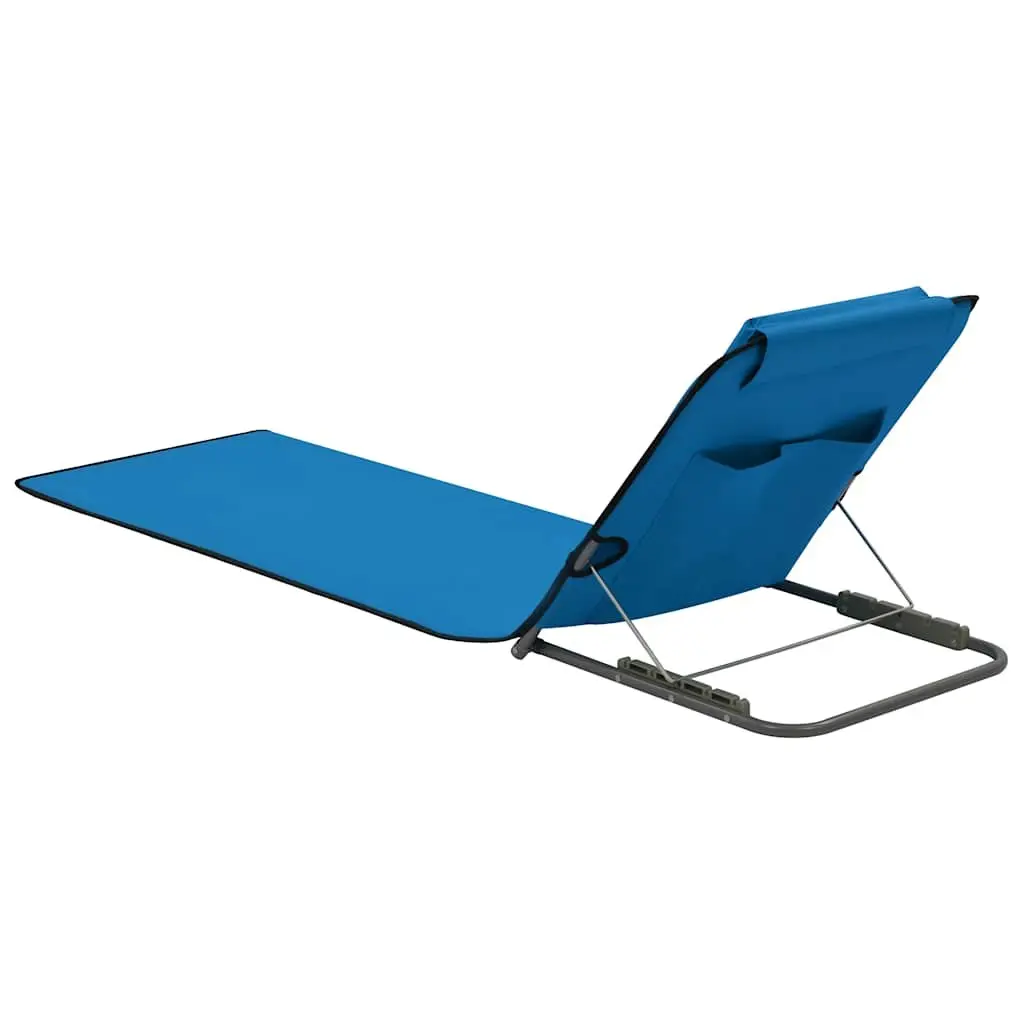 Folding Beach Lounger Set 2 pcs Outdoor Relaxation Steel Frame Fabric Backrest Blue