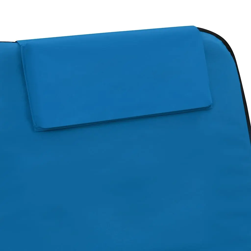 Folding Beach Lounger Set 2 pcs Outdoor Relaxation Steel Frame Fabric Backrest Blue