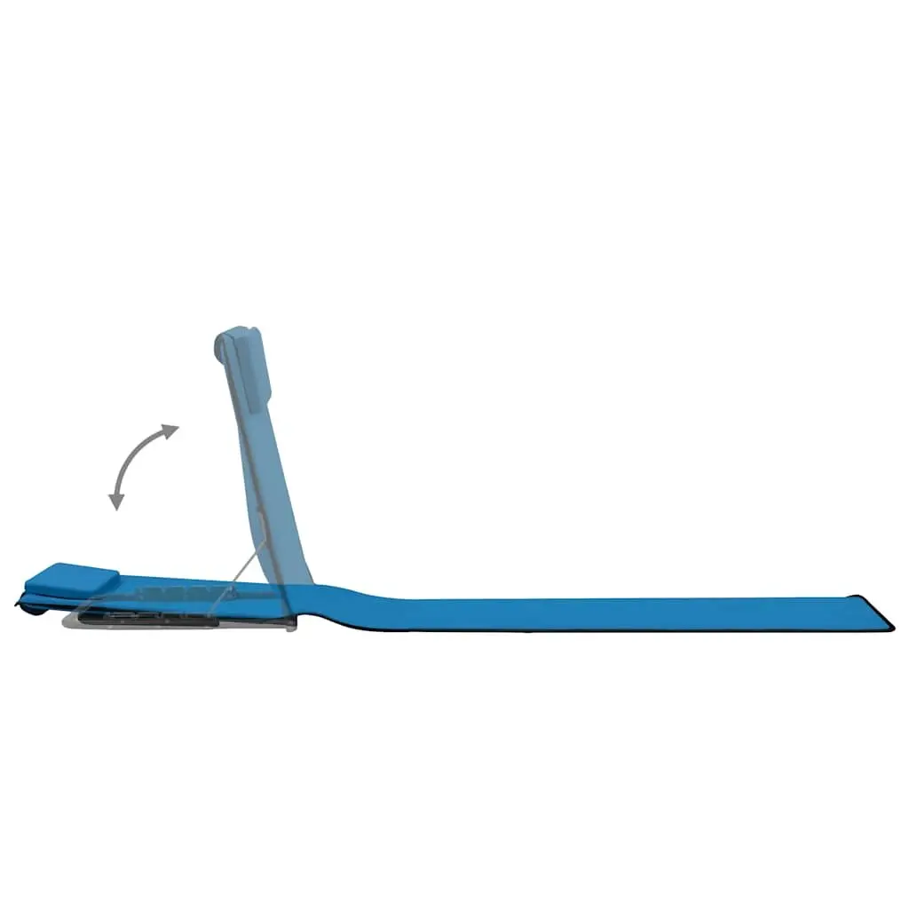 Folding Beach Lounger Set 2 pcs Outdoor Relaxation Steel Frame Fabric Backrest Blue