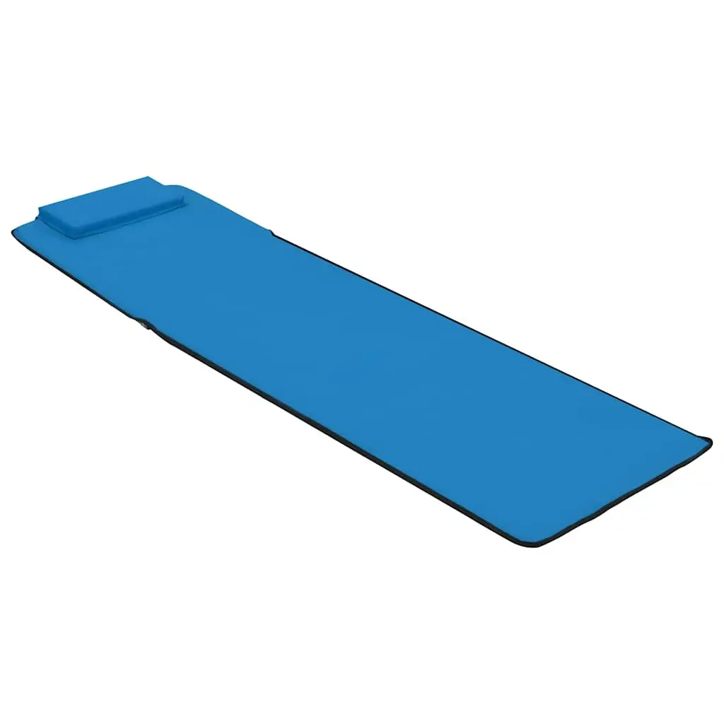 Folding Beach Lounger Set 2 pcs Outdoor Relaxation Steel Frame Fabric Backrest Blue