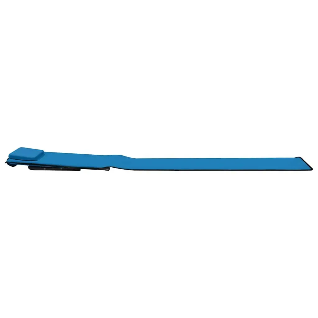 Folding Beach Lounger Set 2 pcs Outdoor Relaxation Steel Frame Fabric Backrest Blue