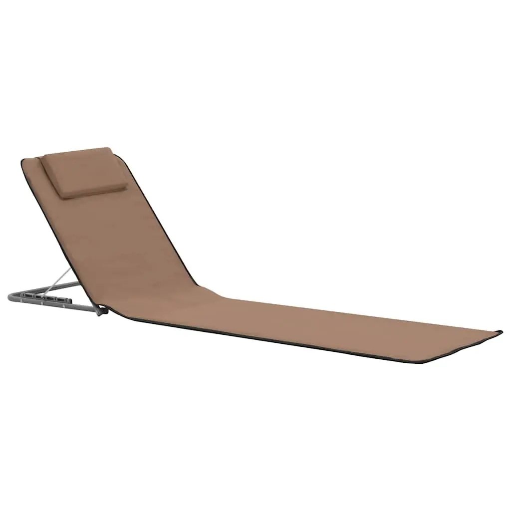 Folding Beach Mats for Outdoor Use 2 Piece Steel Frame Fabric Backrest Sun Lounger Chair Set