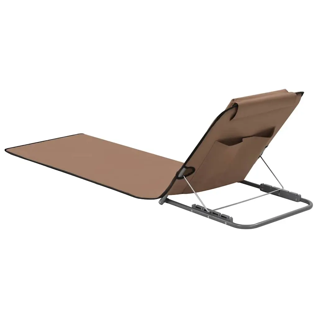 Folding Beach Mats for Outdoor Use 2 Piece Steel Frame Fabric Backrest Sun Lounger Chair Set