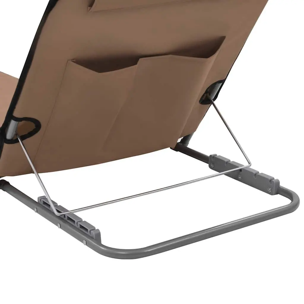 Folding Beach Mats for Outdoor Use 2 Piece Steel Frame Fabric Backrest Sun Lounger Chair Set