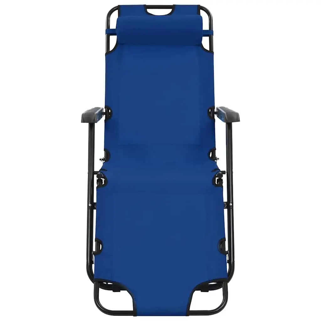 Sun Loungers Folding 2 pcs Outdoor Garden Reclining Chairs with Footrests Blue