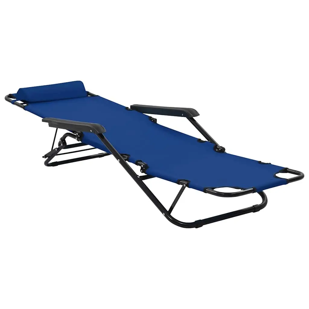 Sun Loungers Folding 2 pcs Outdoor Garden Reclining Chairs with Footrests Blue