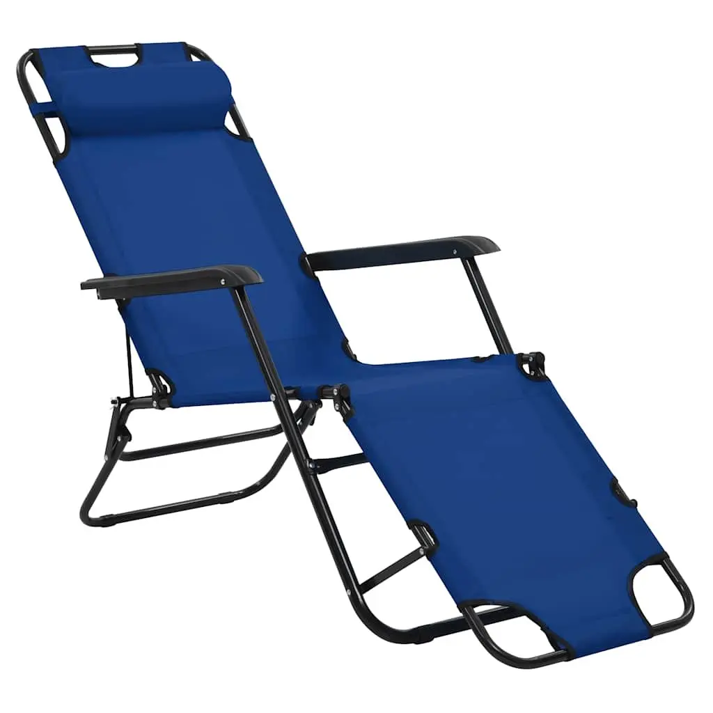 Sun Loungers Folding 2 pcs Outdoor Garden Reclining Chairs with Footrests Blue