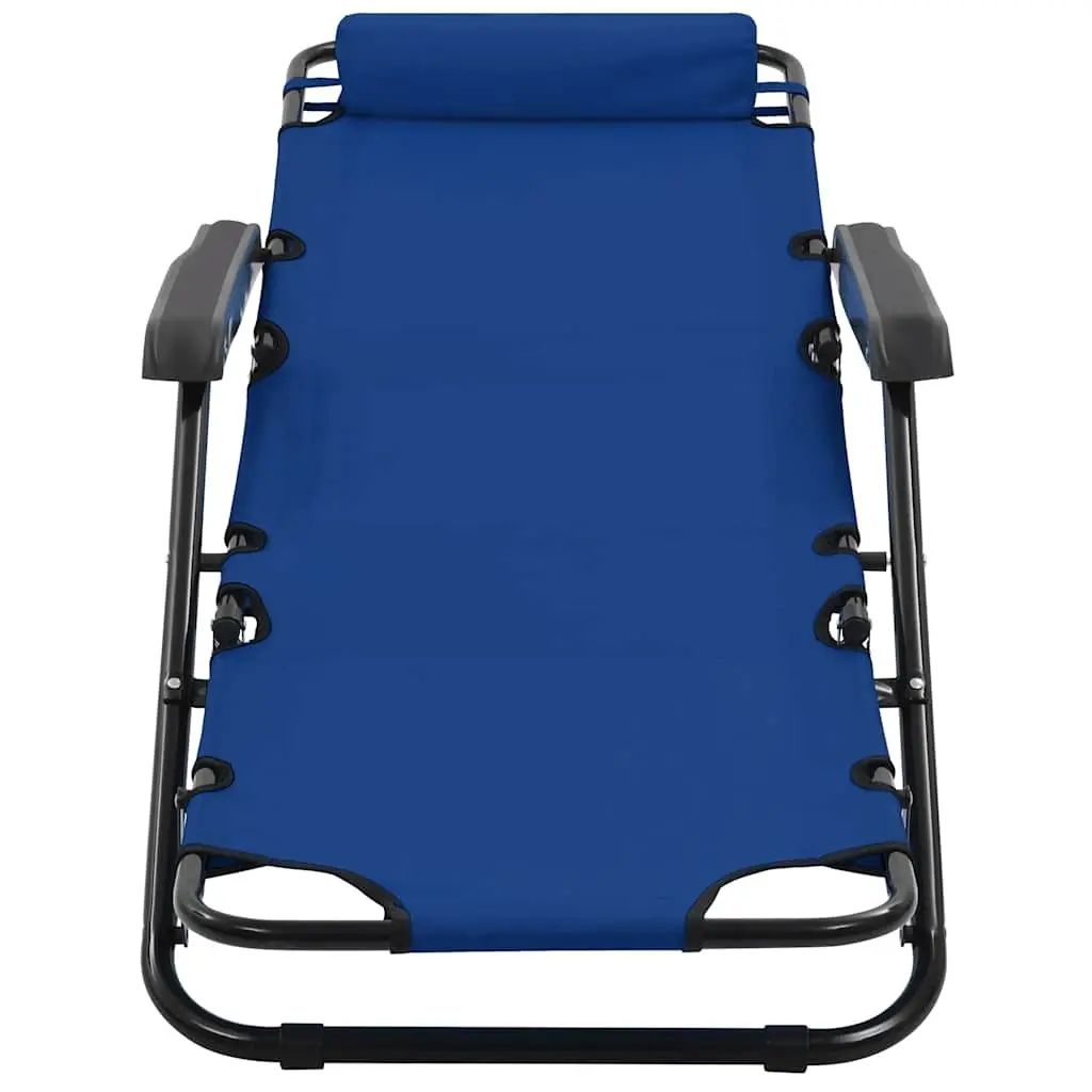 Sun Loungers Folding 2 pcs Outdoor Garden Reclining Chairs with Footrests Blue
