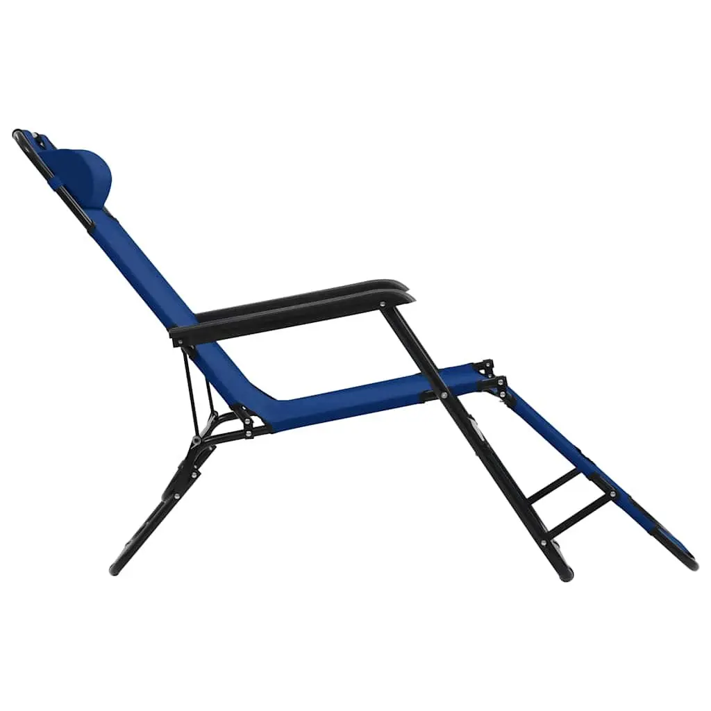 Sun Loungers Folding 2 pcs Outdoor Garden Reclining Chairs with Footrests Blue