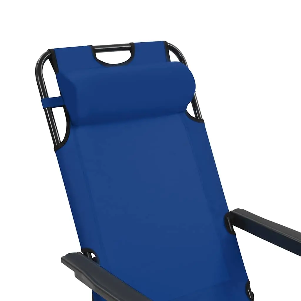 Sun Loungers Folding 2 pcs Outdoor Garden Reclining Chairs with Footrests Blue