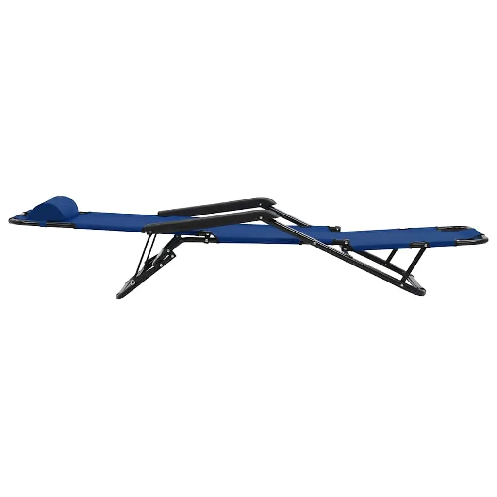 Sun Loungers Folding 2 pcs Outdoor Garden Reclining Chairs with Footrests Blue