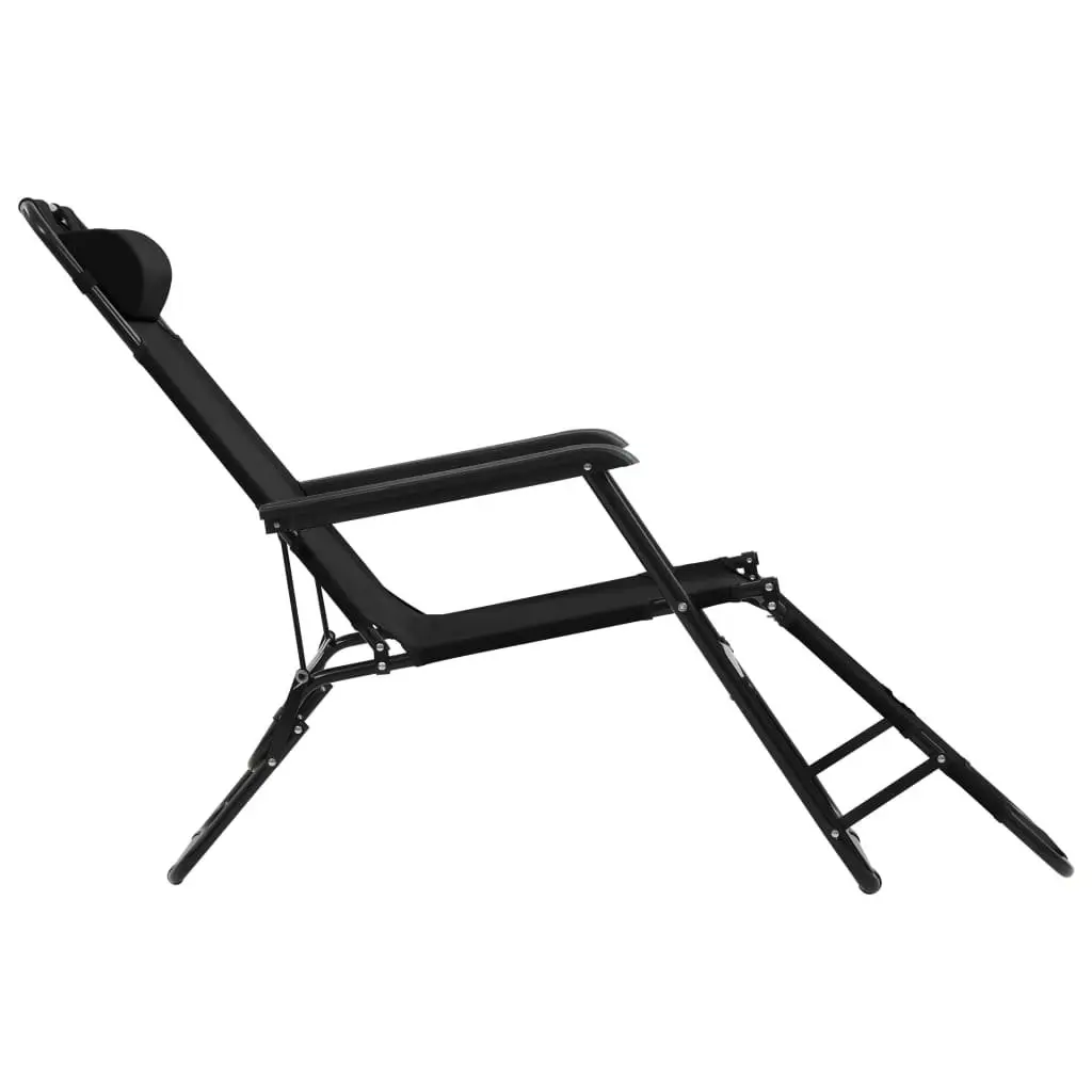 Sun Loungers Folding 2 Pack Outdoor Garden Recliner Chairs Steel Frame Footrest