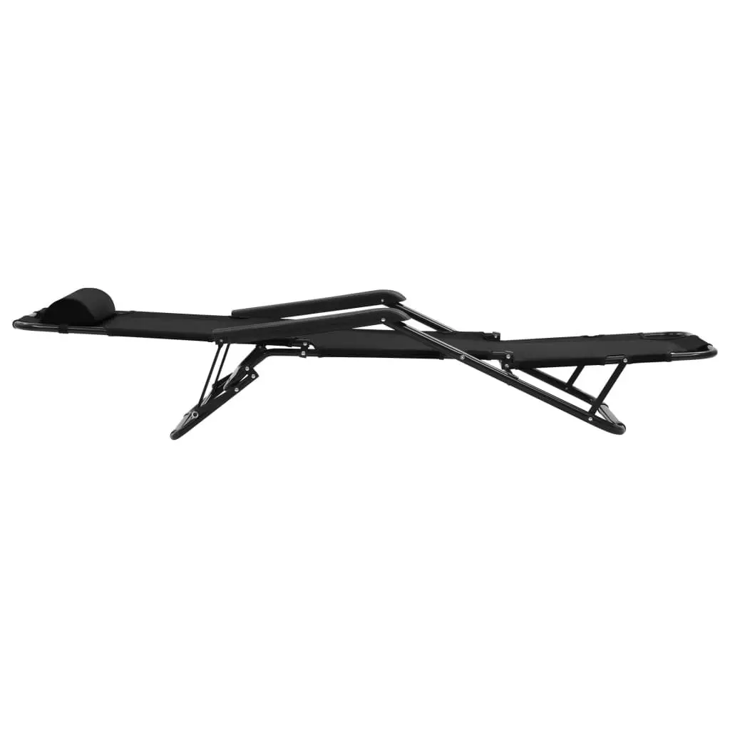 Sun Loungers Folding 2 Pack Outdoor Garden Recliner Chairs Steel Frame Footrest