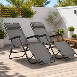 Two-Piece Folding Sun Loungers with Adjustable Features