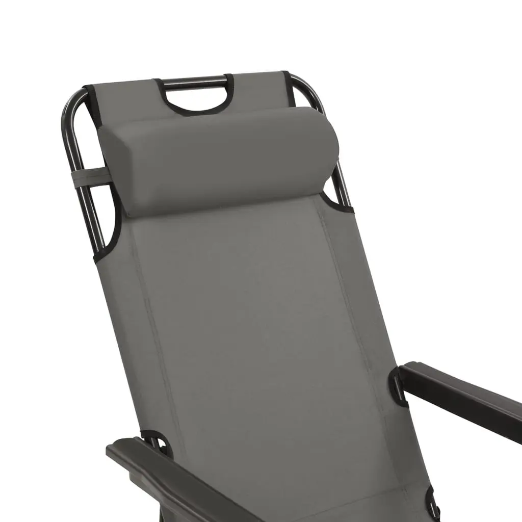 Sun Loungers Folding 2 pcs Grey Adjustable Reclining Garden Beach Chairs