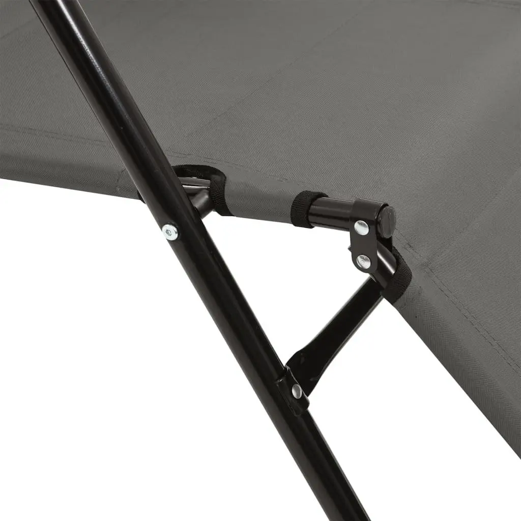 Sun Loungers Folding 2 pcs Grey Adjustable Reclining Garden Beach Chairs