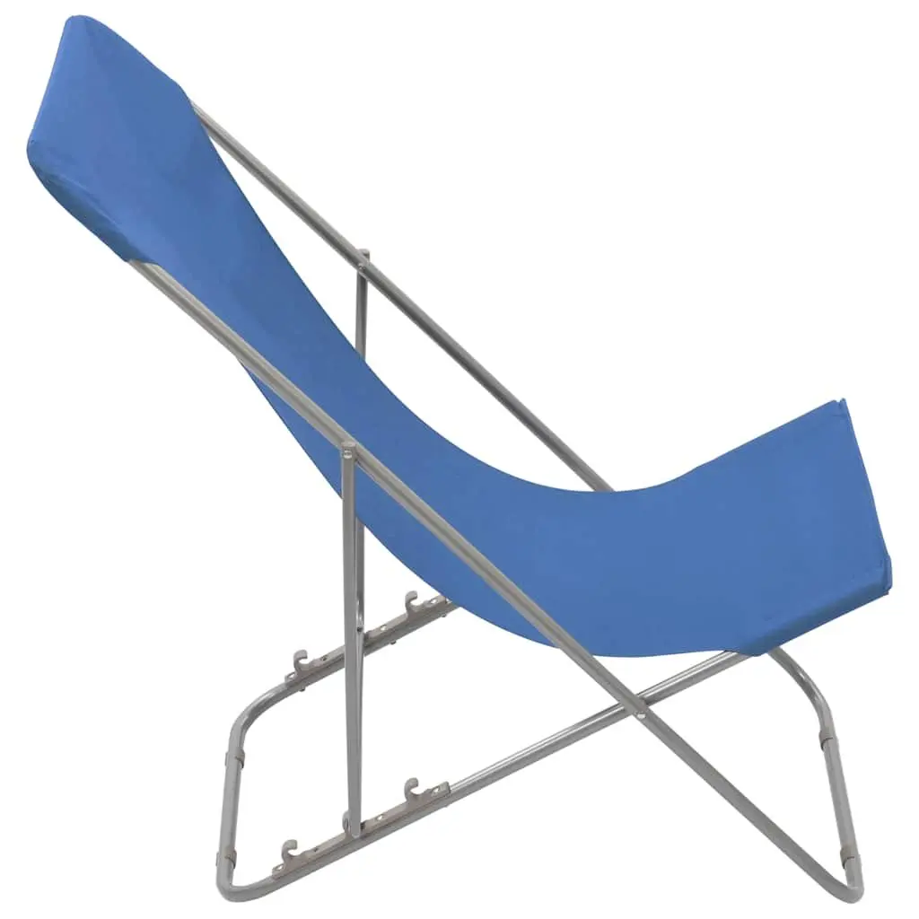 Folding Beach Chairs Set 2 pcs Outdoor Seating Reclining Garden Lounger Blue
