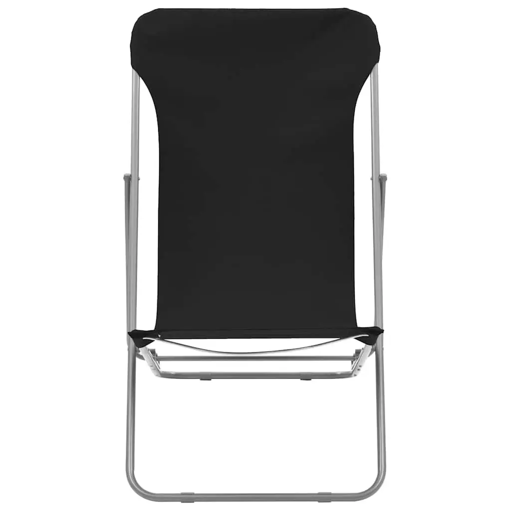 Folding Beach Chairs 2 pcs Steel Frame Oxford Fabric Outdoor Lounger Recliner