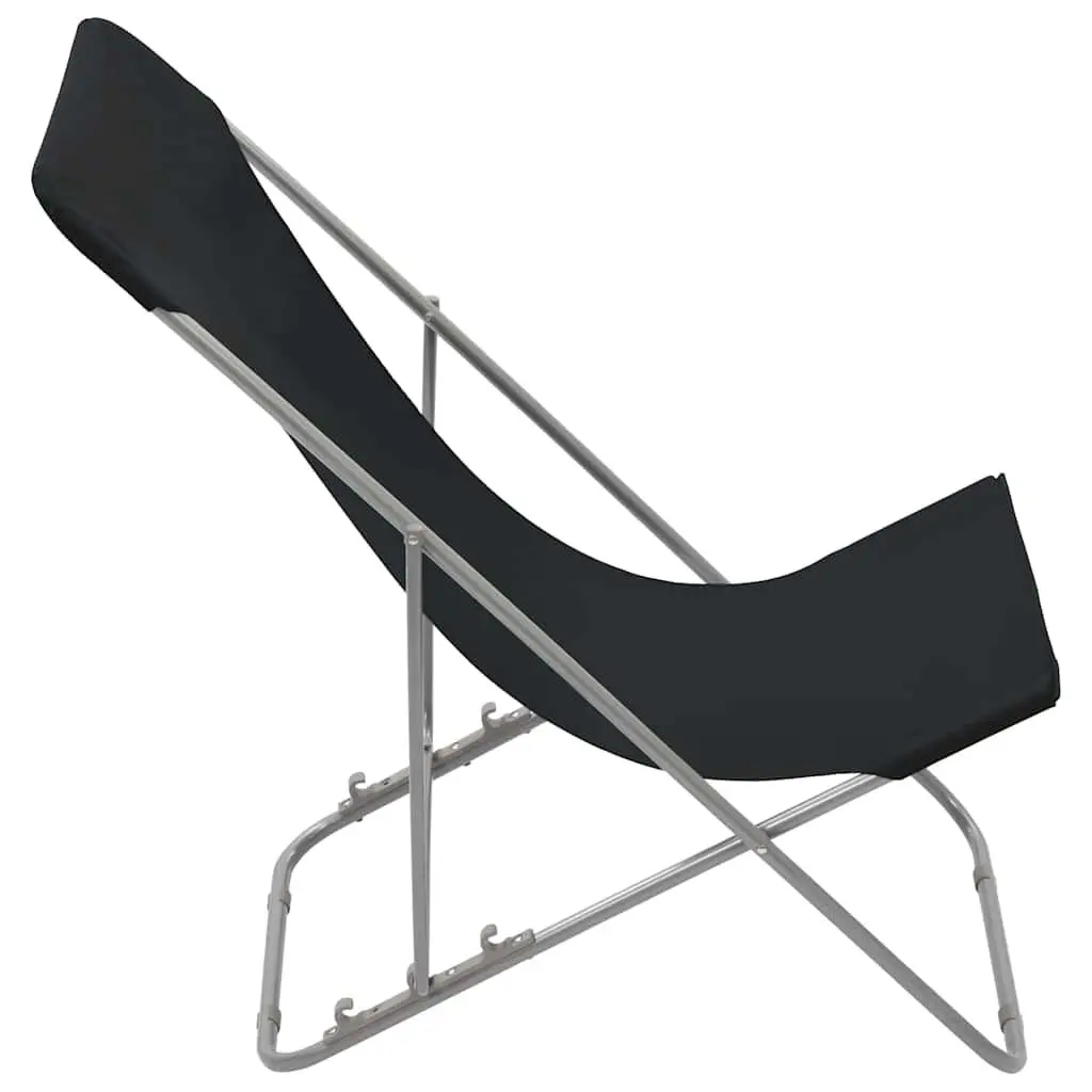 Folding Beach Chairs 2 pcs Steel Frame Oxford Fabric Outdoor Lounger Recliner