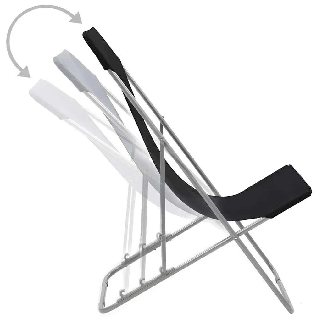 Folding Beach Chairs 2 pcs Steel Frame Oxford Fabric Outdoor Lounger Recliner