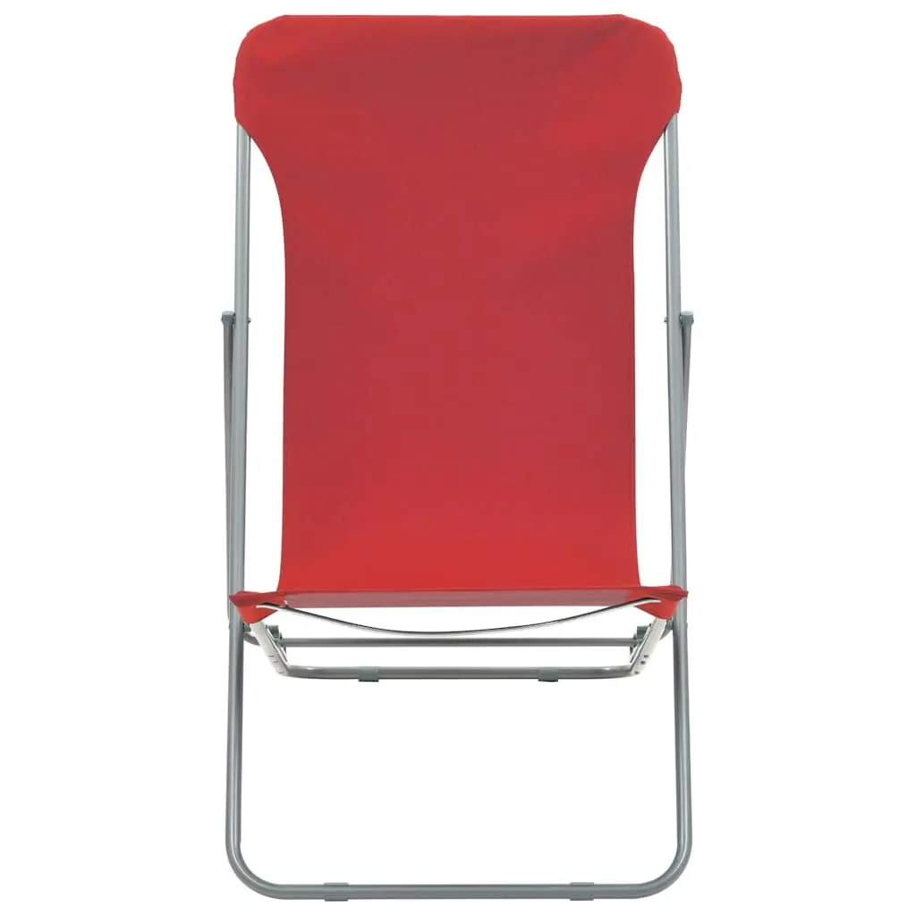 Folding Beach Chairs 2 Pcs Outdoor Sun Lounger Reclining Garden Seating Red